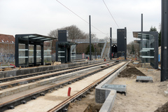 Hjallese letbanestation under anlæg. Lørdag 12. december 2020, Hjallese